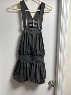 Monaco Dark Charcoal Girls Pinafore Dress with Straps